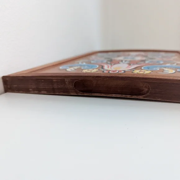 1971 Berggren Swedish Folk Art Painted Wooden Tray - Picture 3 of 8